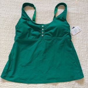 Time and Tru Emerald Green Tankini Top with Button Detail